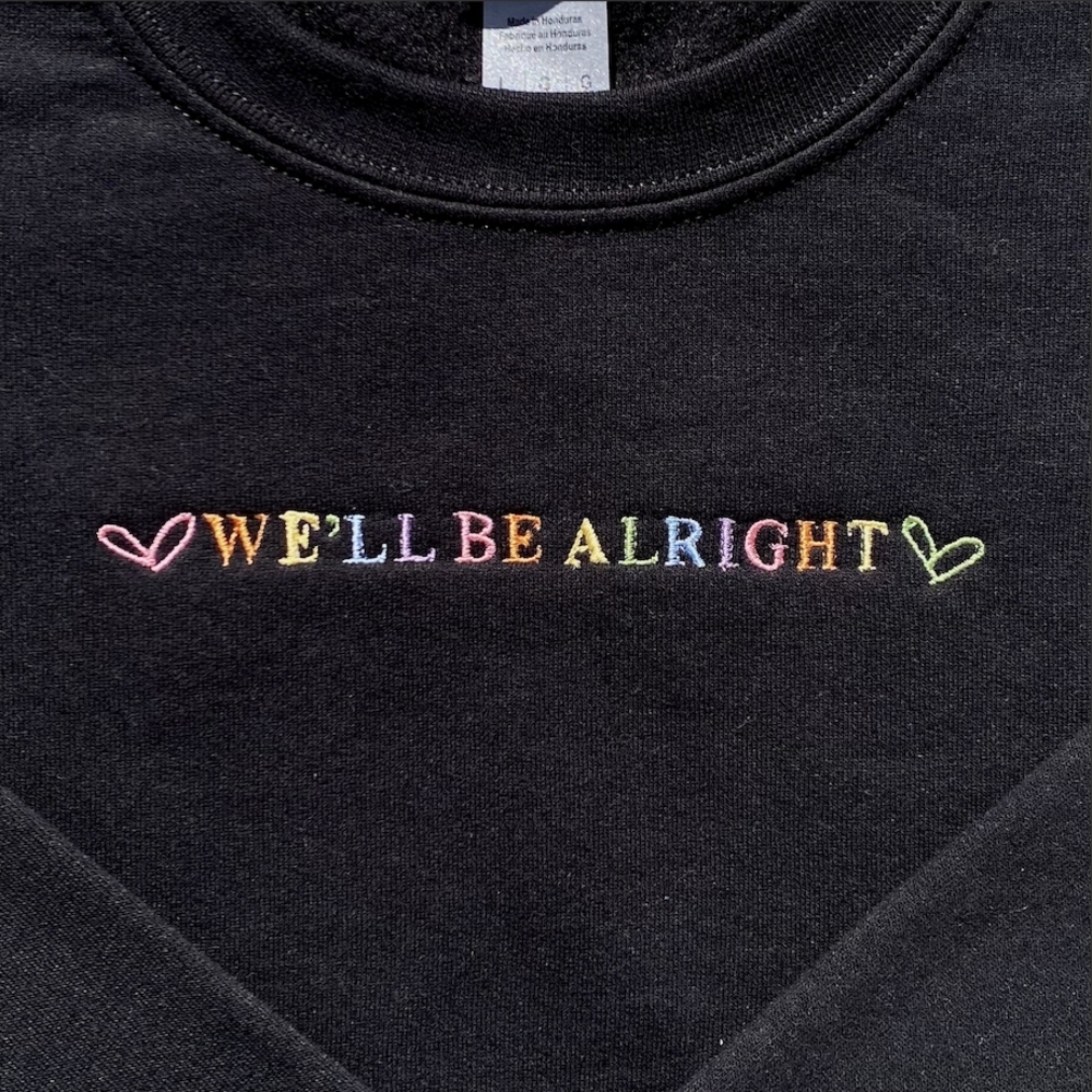 Harry Styles Black Sweatshirt with Colorful Embroidery We'll Be Alright